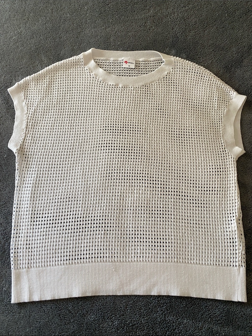 Wiholl Crewneck Mesh Knit sleeveless Sweater in White